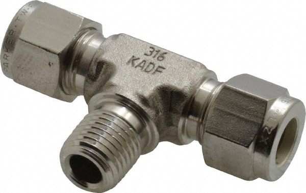 Compression Tube Male Branch Tee: 1/4-18